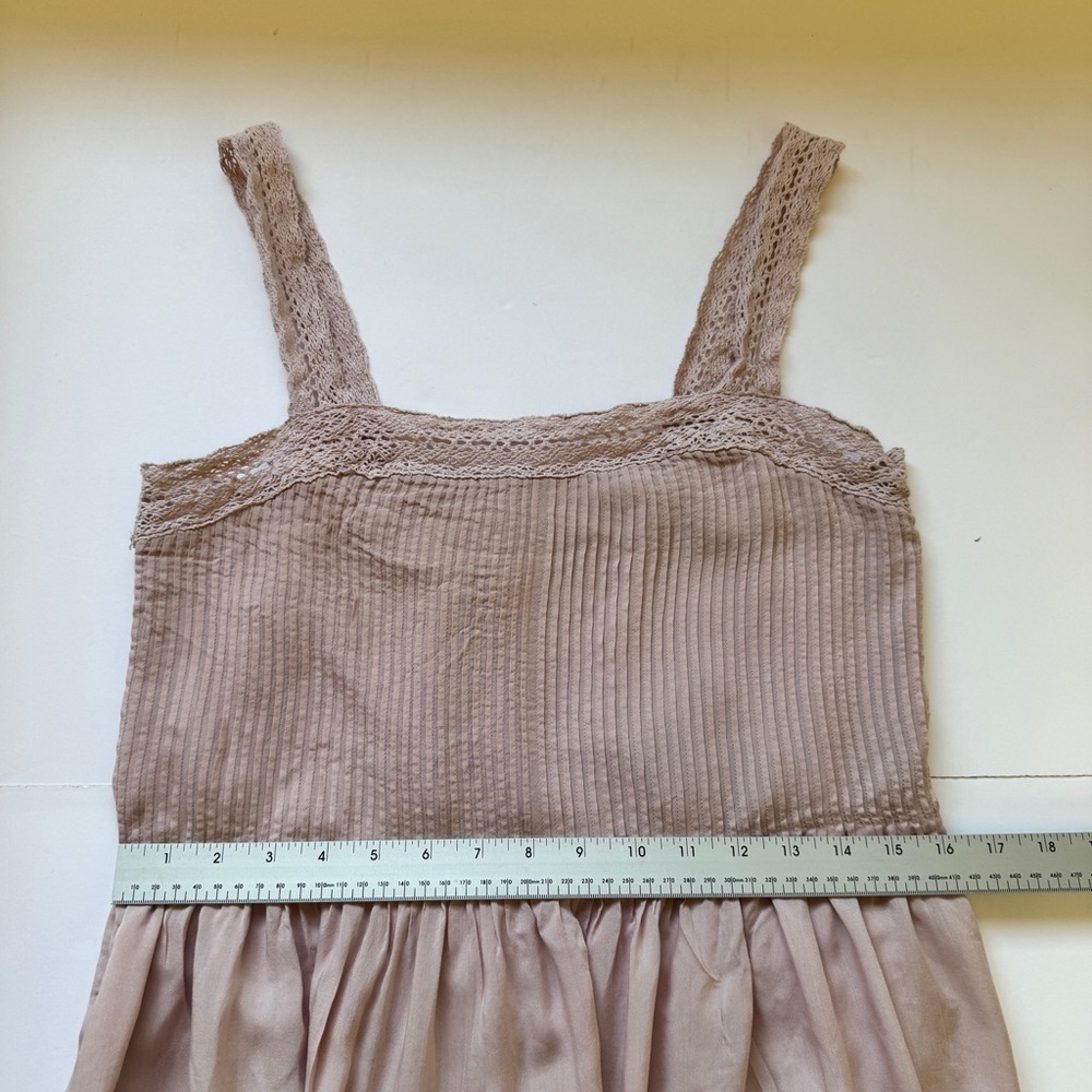 Aritzia Wilfred Leone Slip Mini Dress Pink La Boheme Crochet Pintuck Sz S - Picture 10 of 16